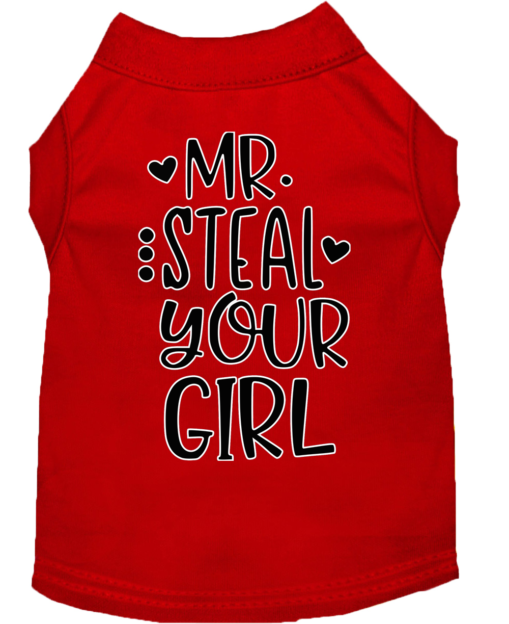 Mr Steal your Girl Screen Print Dog Shirt Red XL